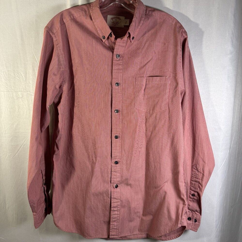 Brooks Brothers 100% Cotton Slim Red Stripe Shirt Mens Medium Career Preppy